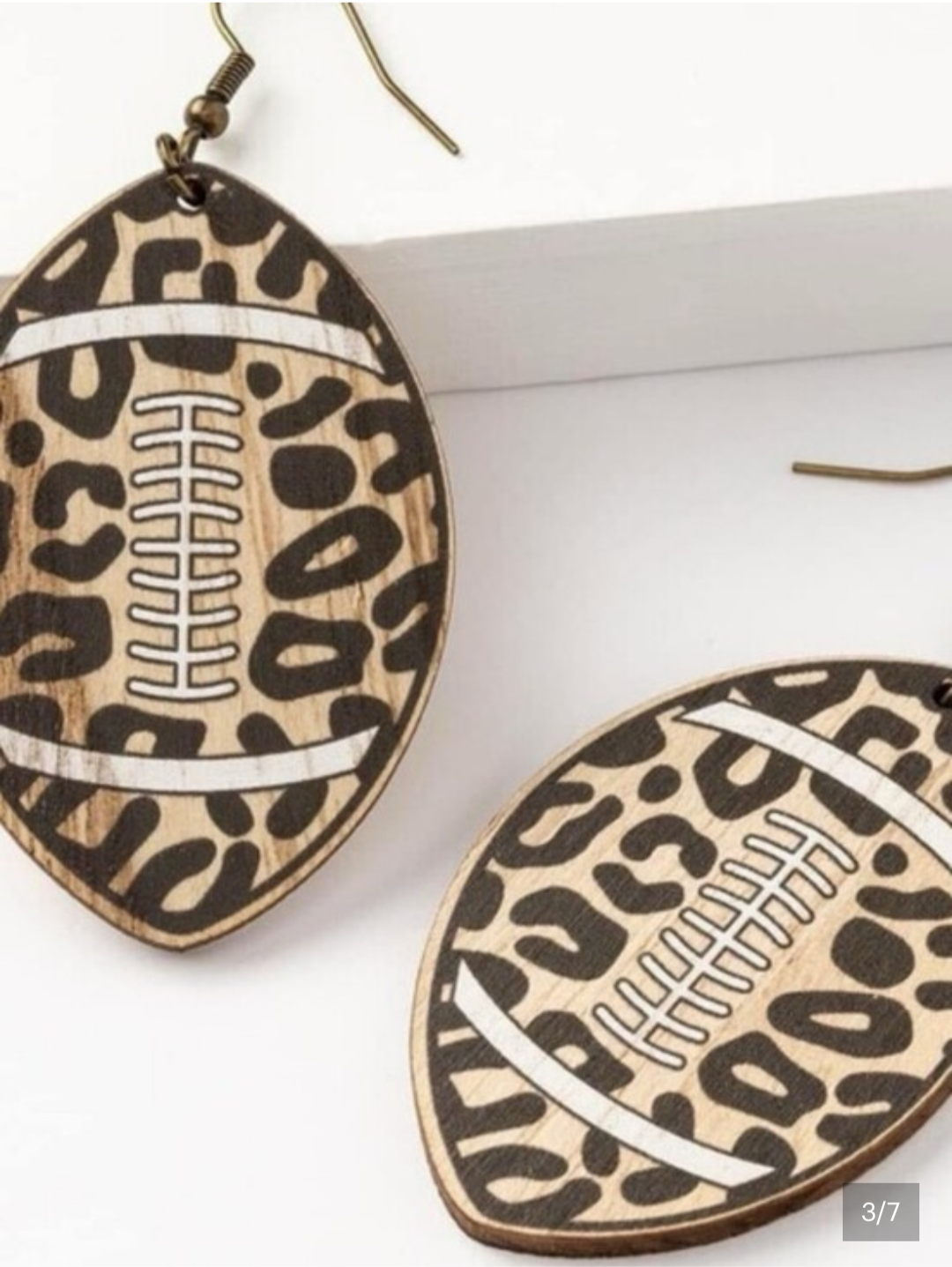 Leopard Print Football Drop Earrings