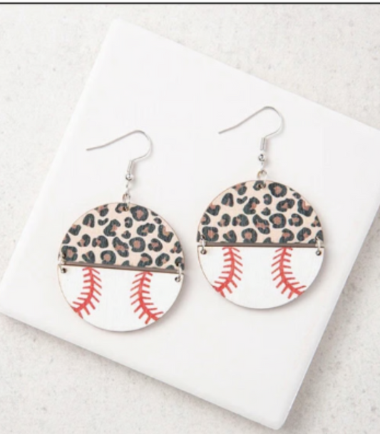 Leopard Baseball Earrings