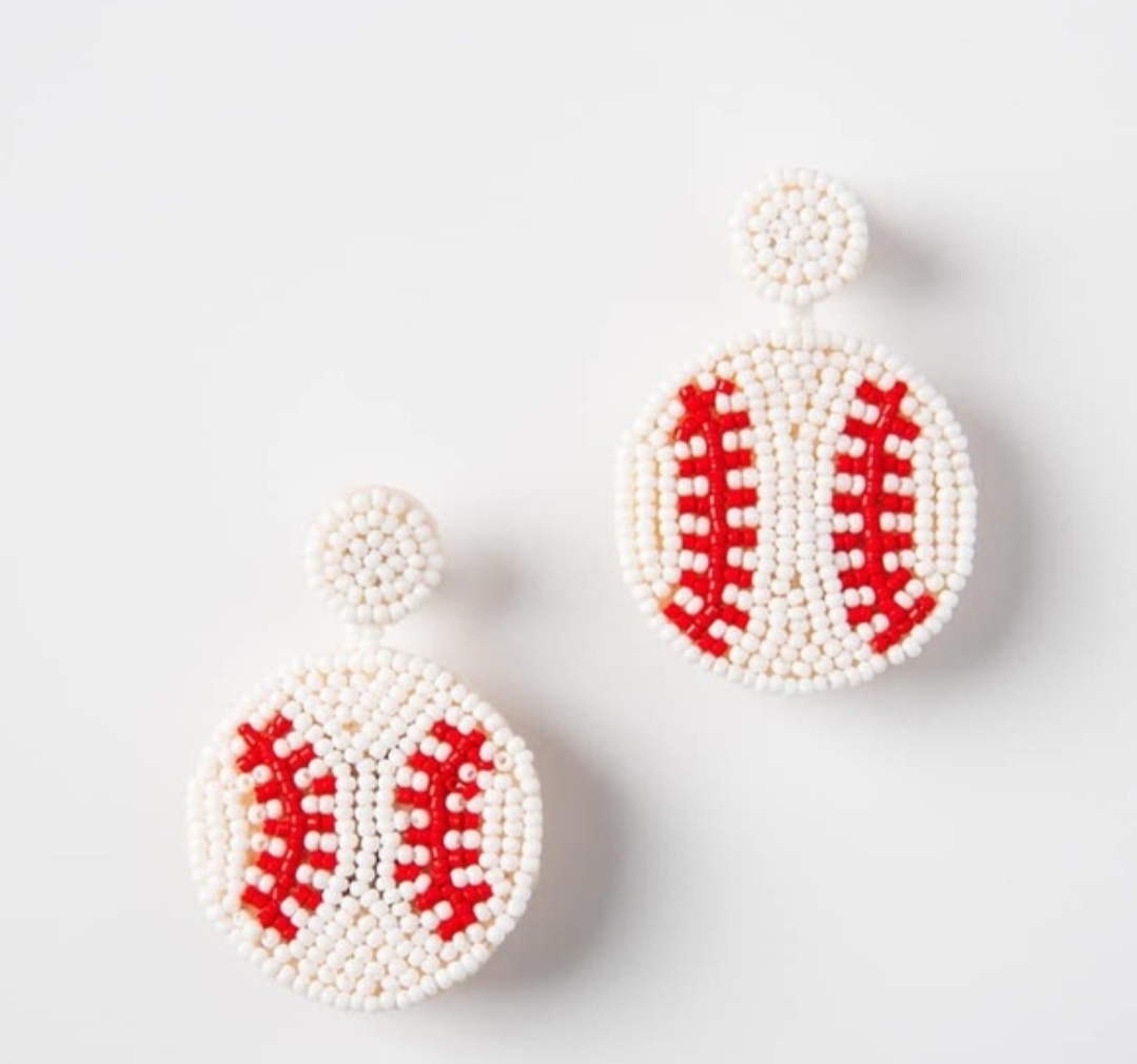 Baseball Seed Bead Earrings