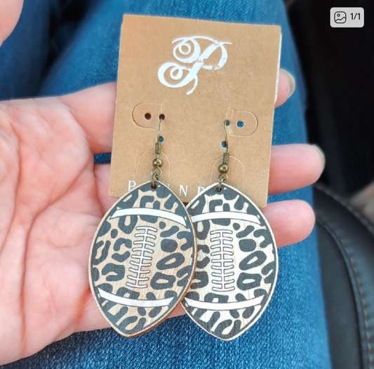 Leopard Print Football Drop Earrings