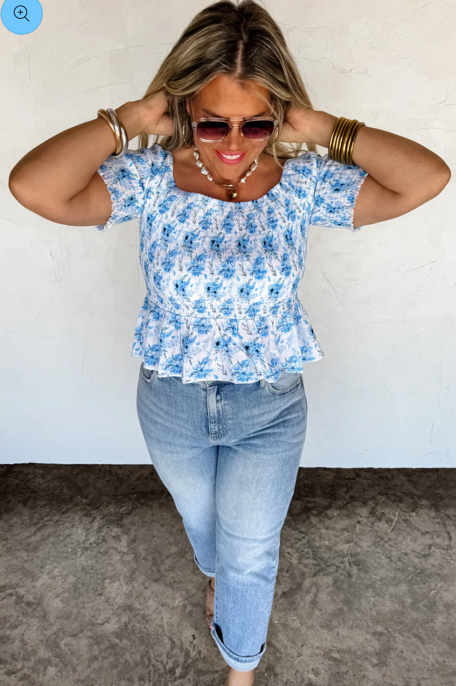 Essie Floral Smocked Top