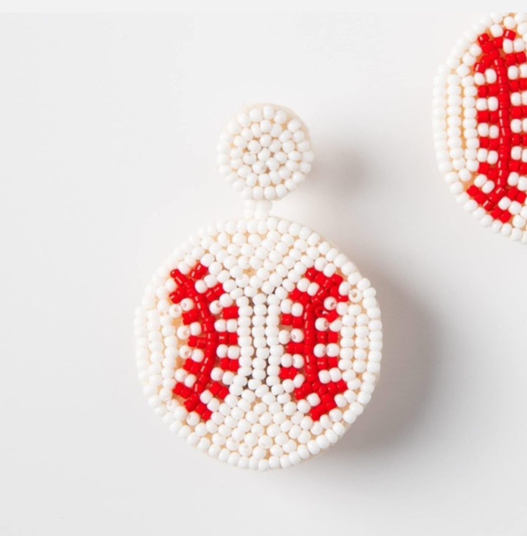 Baseball Seed Bead Earrings