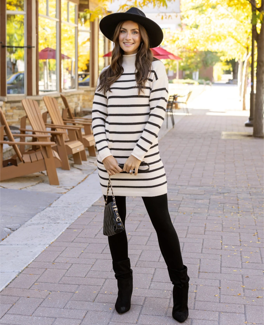 Striped Mock Neck Dress
