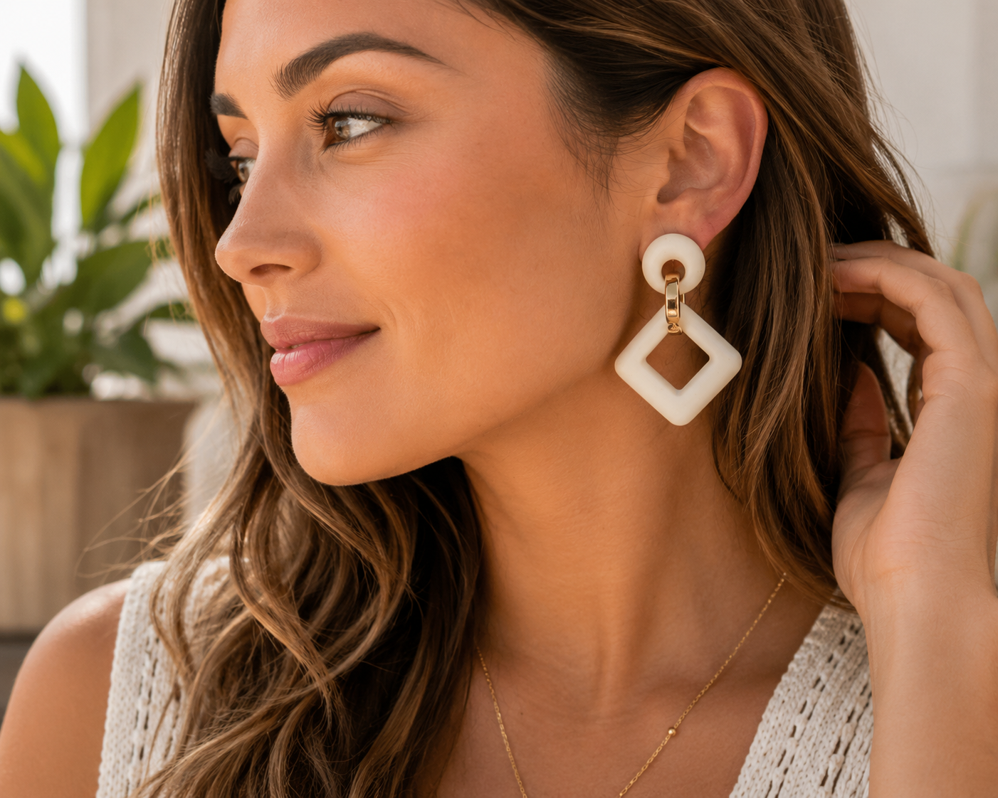 Ivory Luxe Geometric Earrings