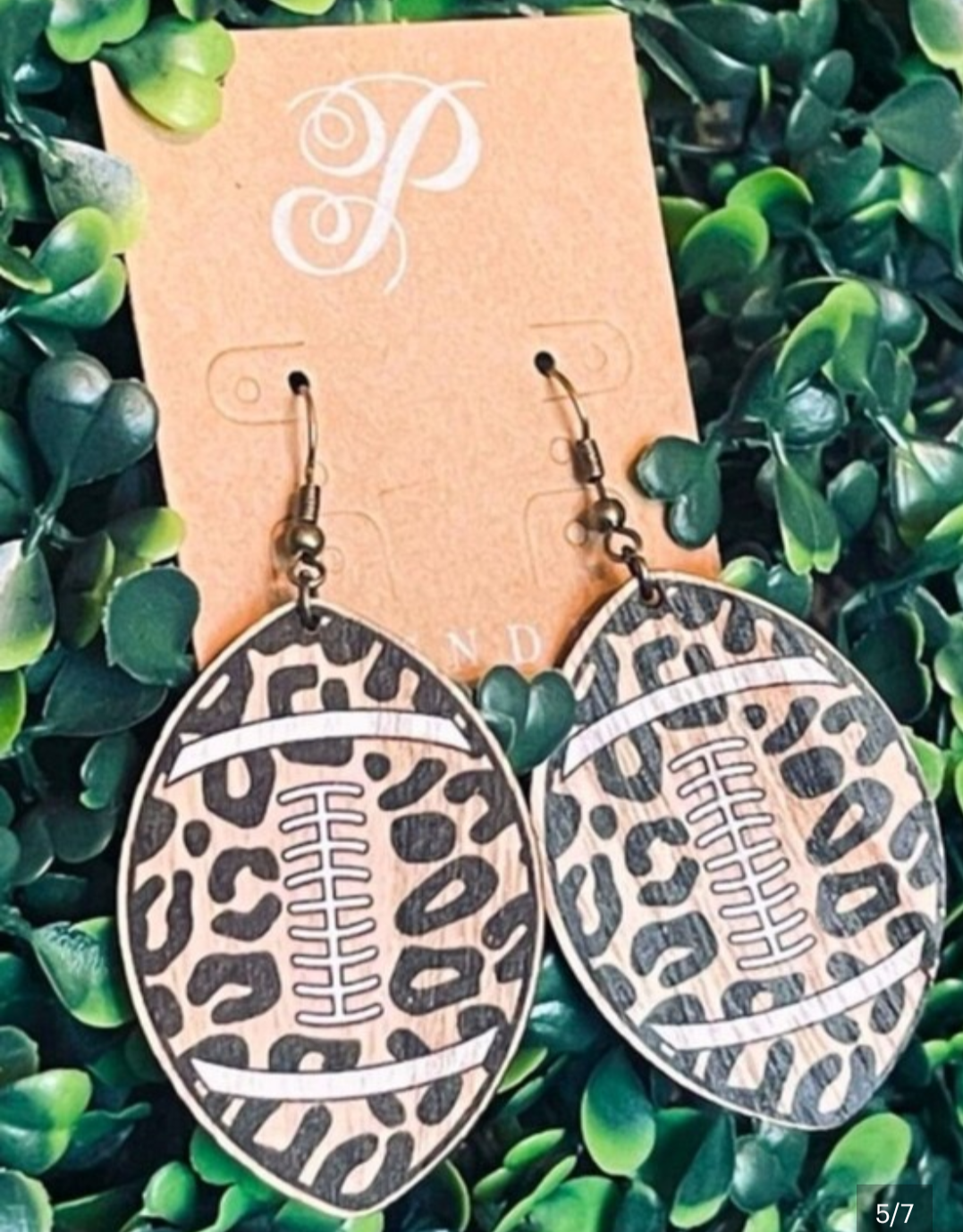Leopard Print Football Drop Earrings