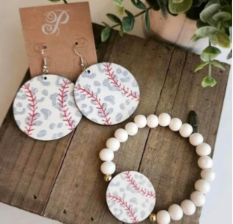 Leopard Baseball Earrings