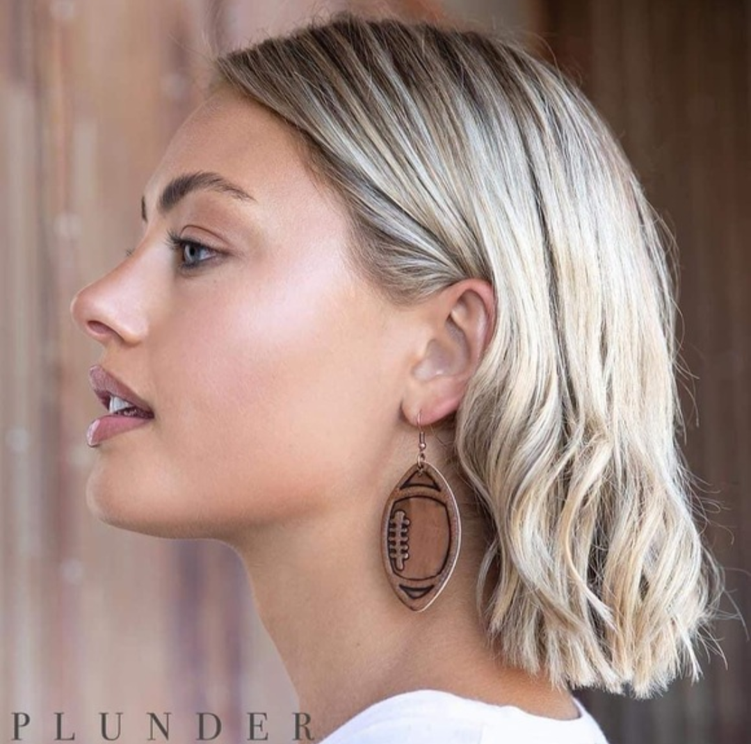 Leather Football Earrings