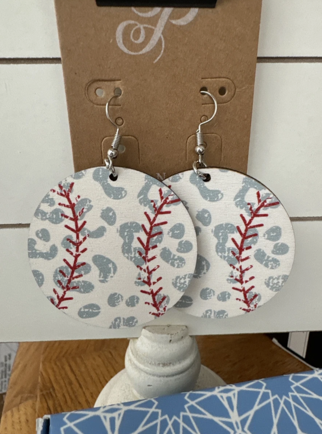 Leopard Baseball Earrings