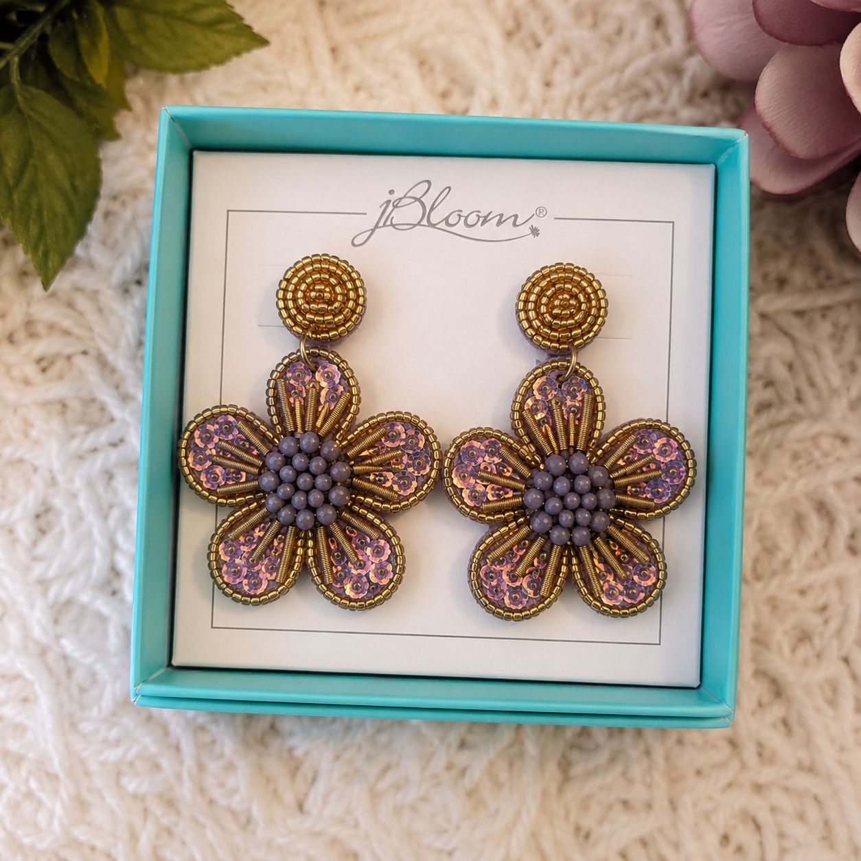 Vintage Violet Bloom Earrings