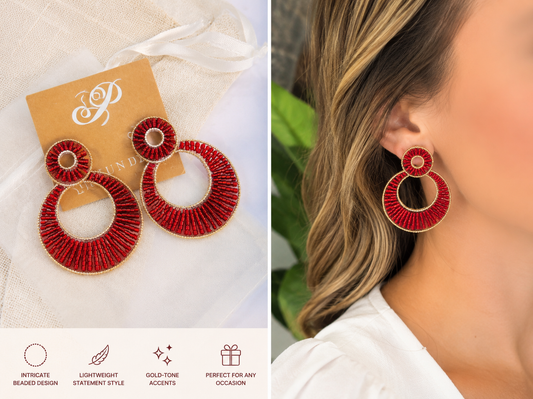Ruby Radiance Beaded Earrings