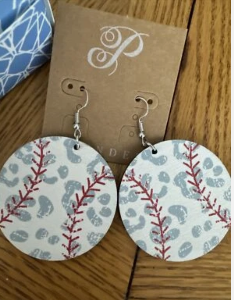 Leopard Baseball Earrings