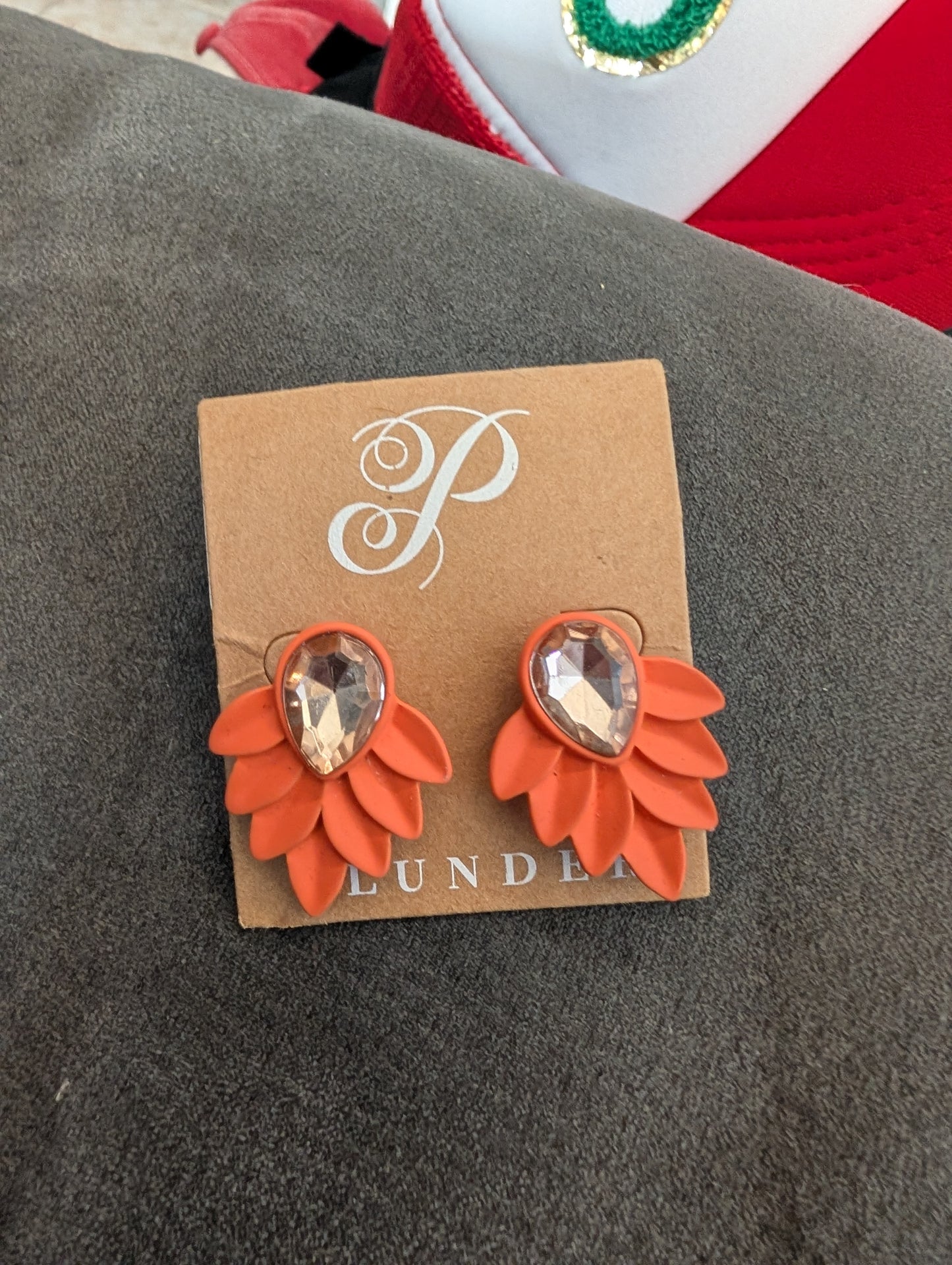 Orange Pedal Teardrop Earrings