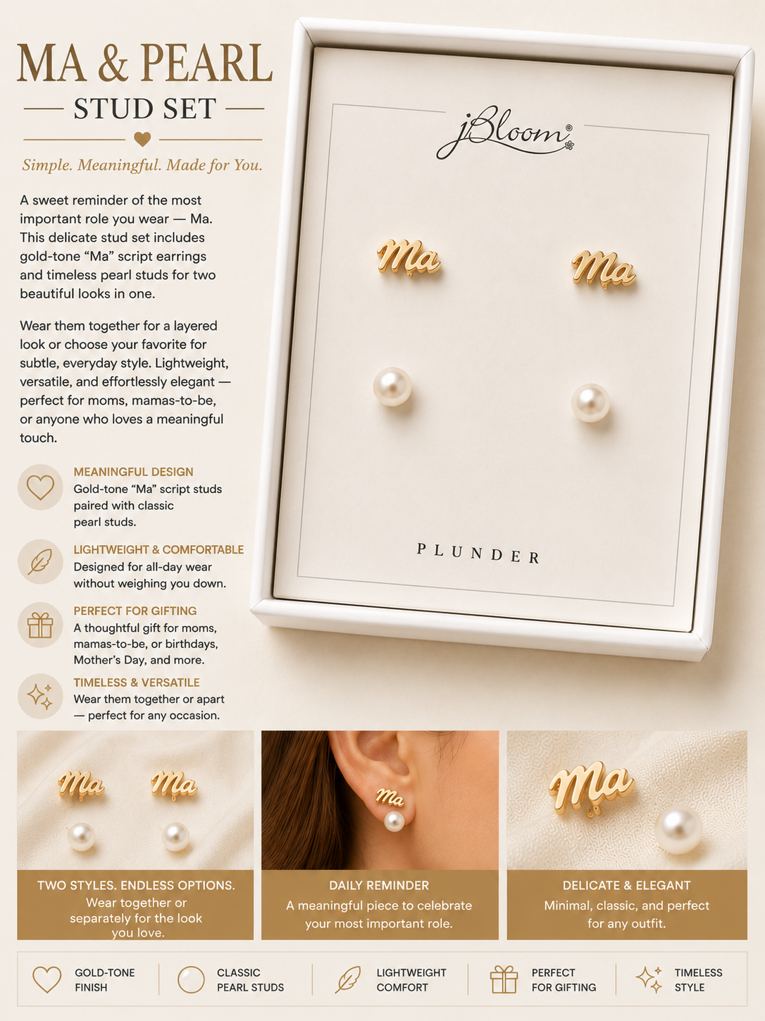 Mama & Pearl Stud Set