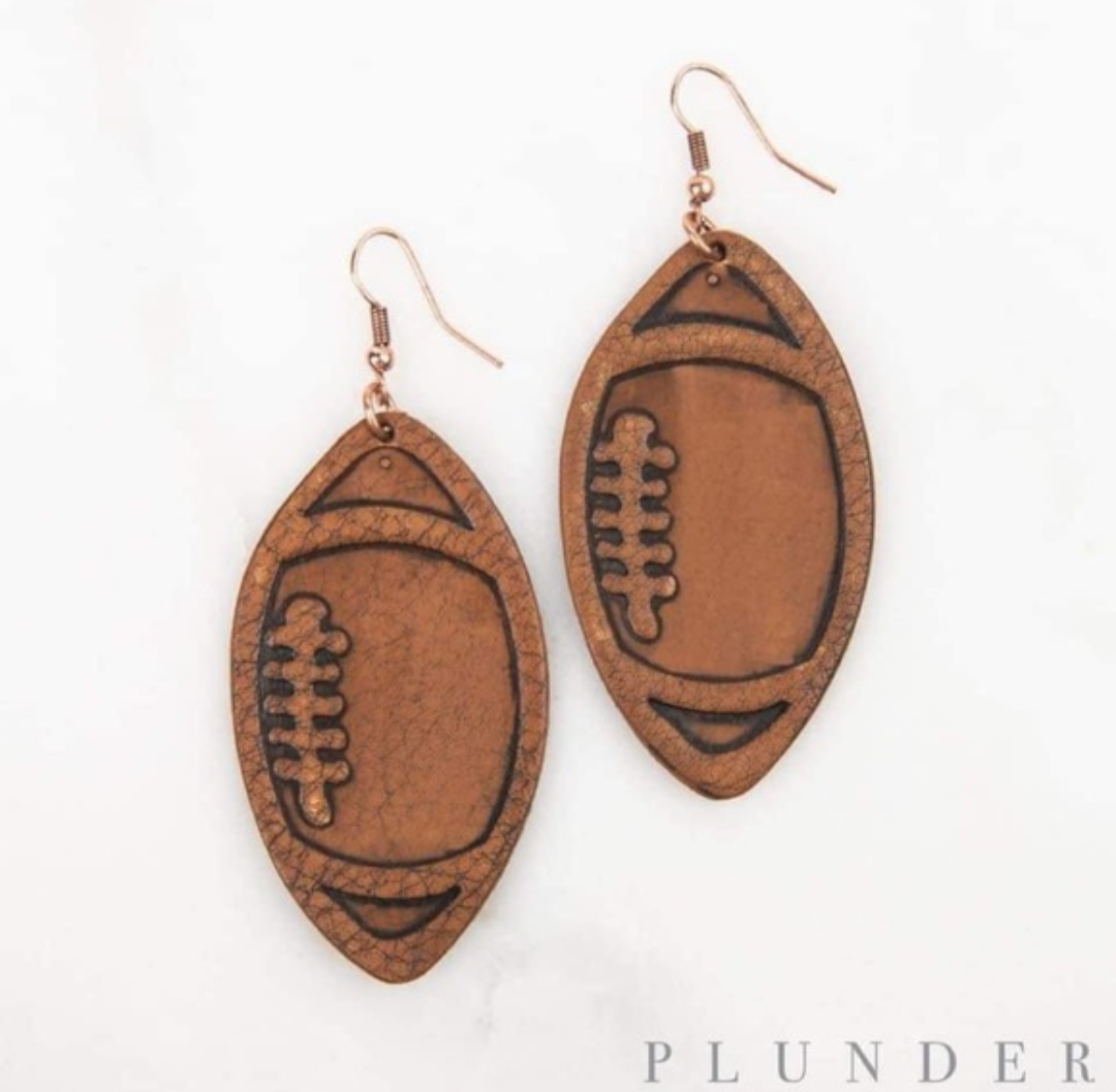 Leather Football Earrings