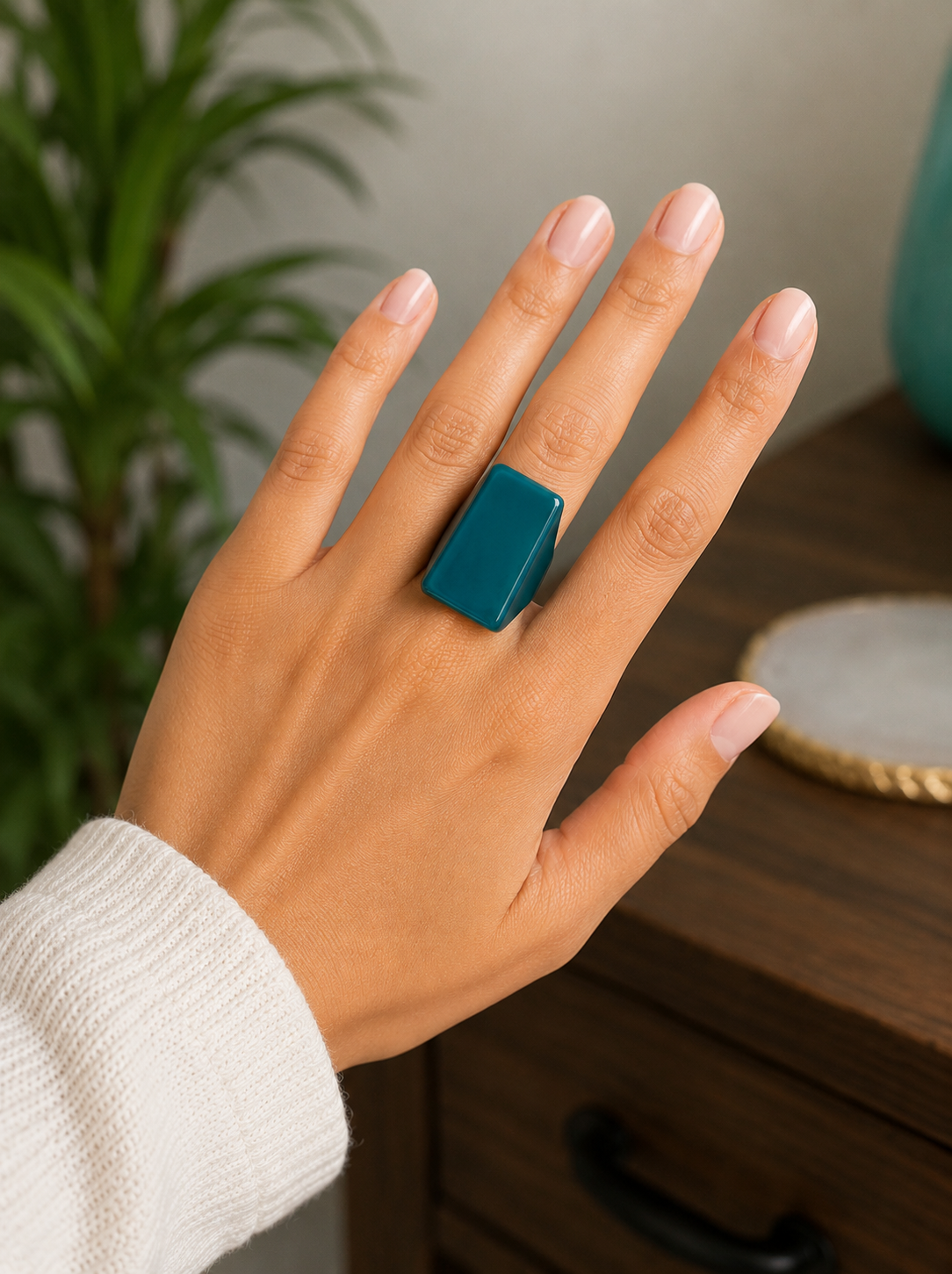Teal Allure Statement Ring