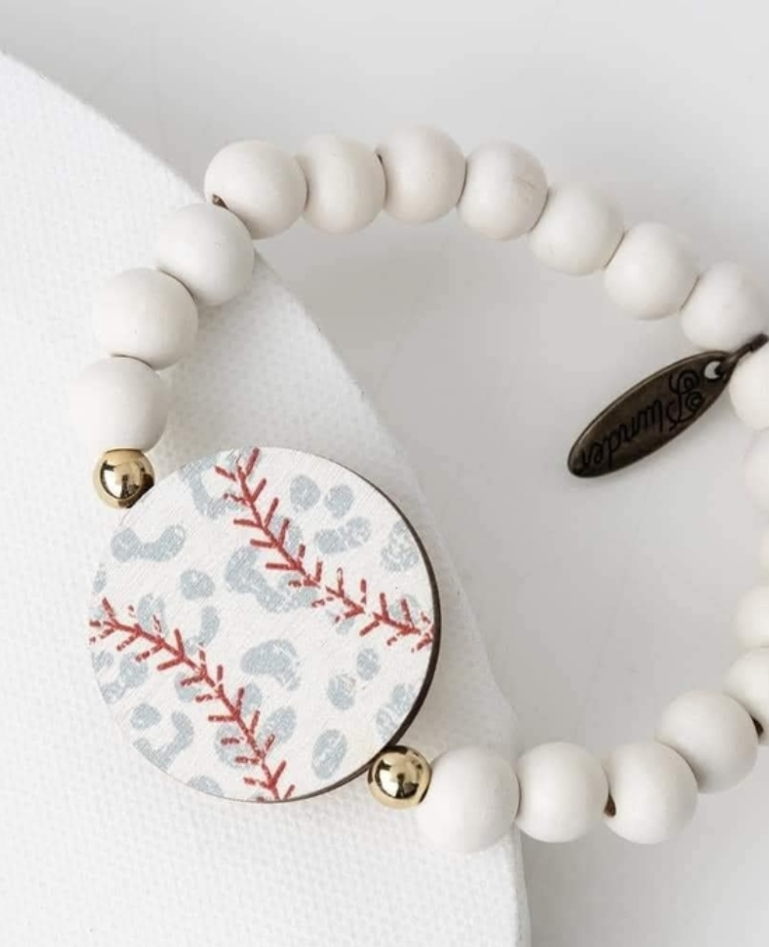 White Leopard Baseball Bracelet