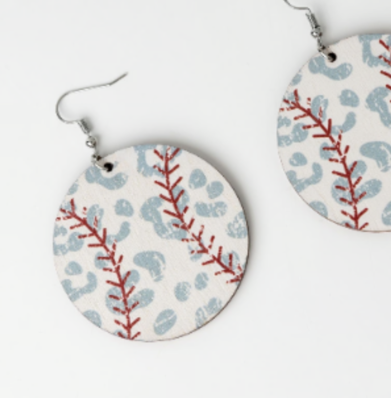 Leopard Baseball Earrings