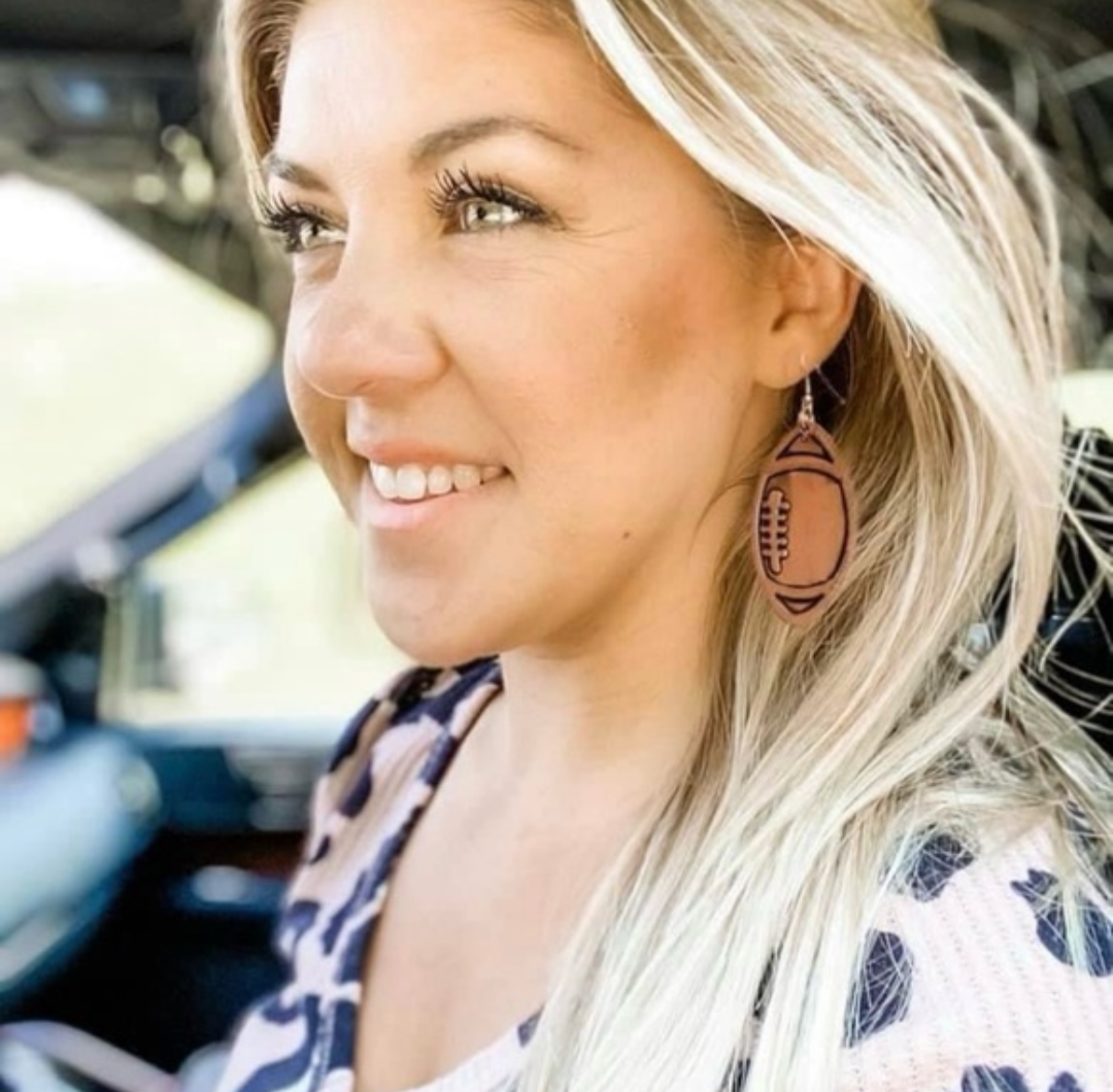 Leather Football Earrings