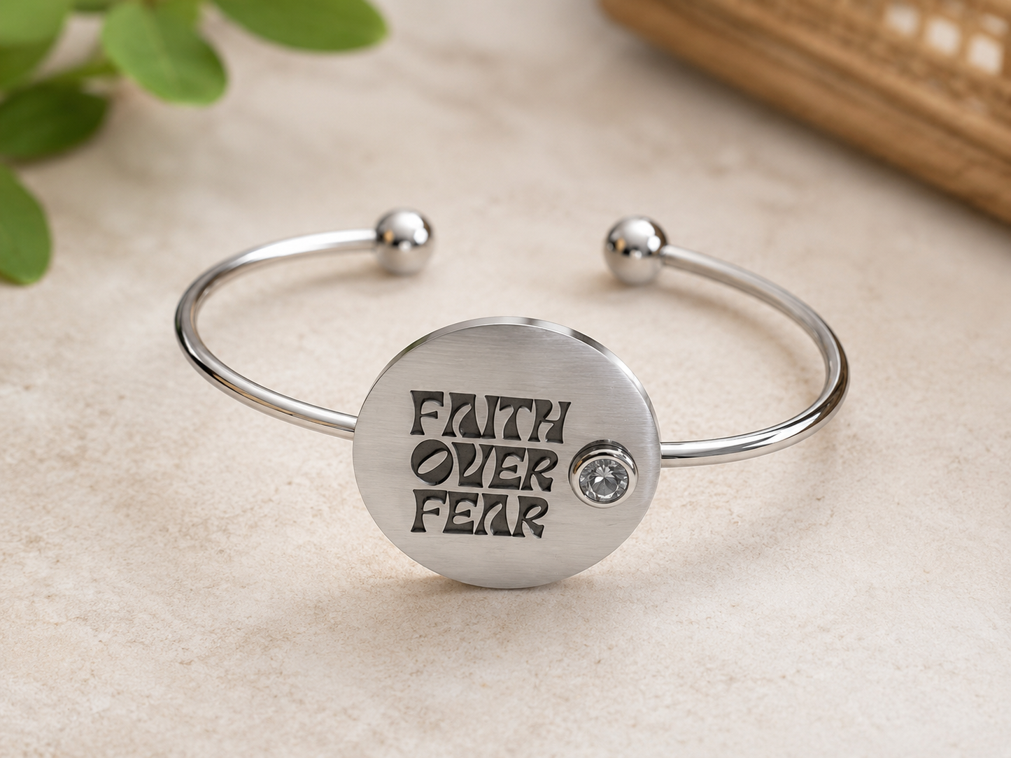 Faith Over Fear Cuff Bracelet